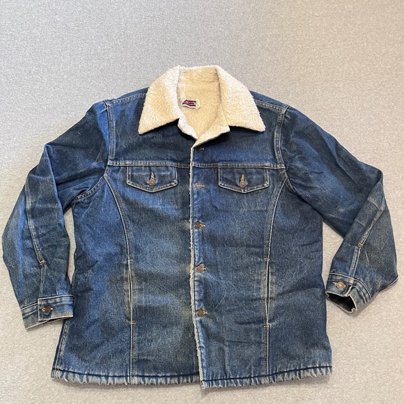VIntage Big Mac Jacket Mens XL Blue Trucker Sherpa Lined Denim Workwear Denim